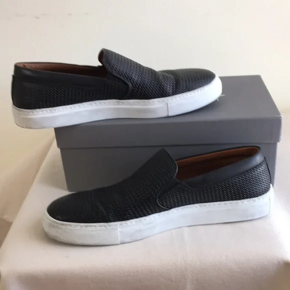 Aquatalia Sz 11 slip on sneakers woven black leather Weatherproof Made in Italy - Picture 10 of 10